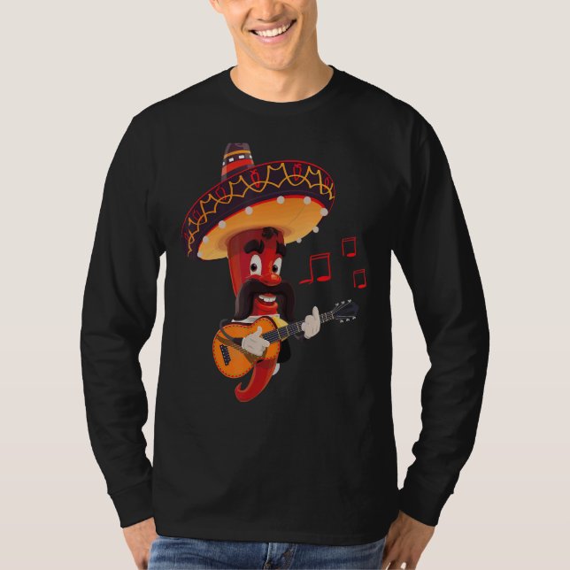 Let's Fiesta 5 De Mayo Viva Mexico Pepper Guitar T-Shirt (Front)