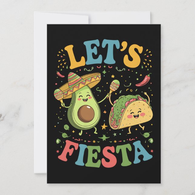 Let's Fiesta Avocado And Tacos Cinco De Mayo Invitation (Front)