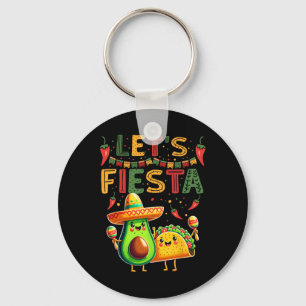 Let's Fiesta Avocado And Tacos Cinco De Mayo Keychain