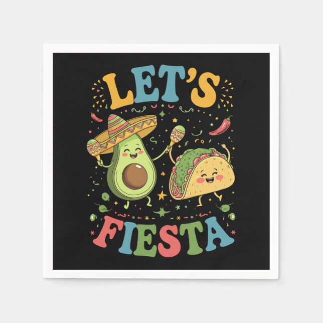Let's Fiesta Avocado And Tacos Cinco De Mayo Napkins (Front)