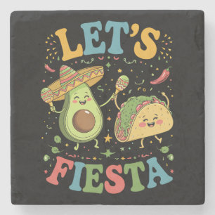Let's Fiesta Avocado And Tacos Cinco De Mayo Stone Coaster