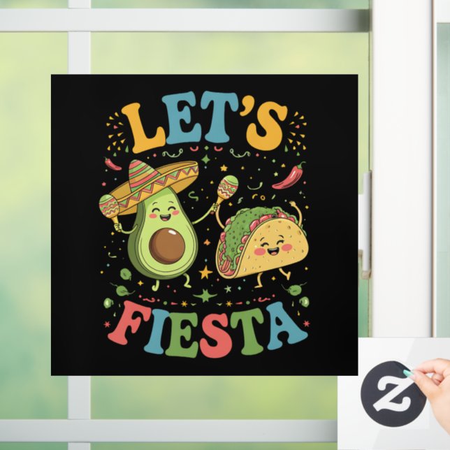 Let's Fiesta Avocado And Tacos Cinco De Mayo Window Cling (Home)