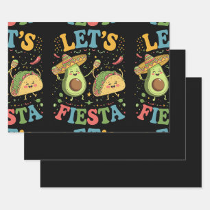 Let's Fiesta Avocado And Tacos Cinco De Mayo Wrapping Paper Sheets