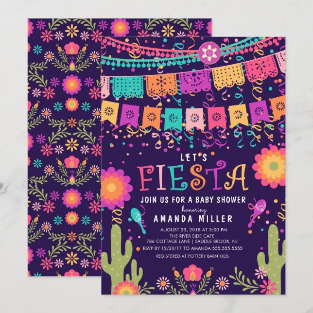 Let's Fiesta Baby Shower Invitation (Front/Back)