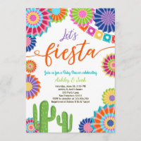 Let's Fiesta Baby Shower invitation Mexican Cactus