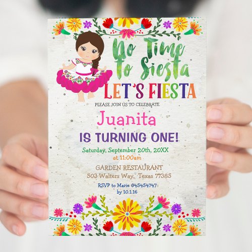 Lets Fiesta Birthday Fiesta No Time to Siesta Invitation