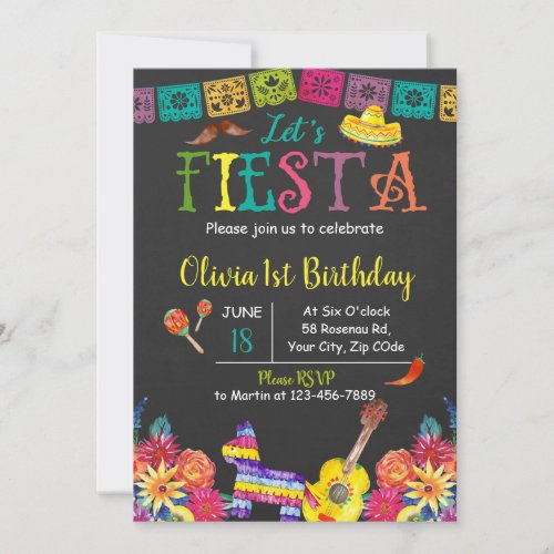 Lets Fiesta birthday invitation