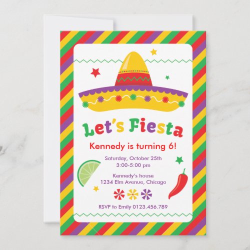 Lets Fiesta Birthday Party Invitation