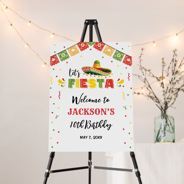 LET'S FIESTA Birthday Party WELCOME SIGN (In Situ (Stand))