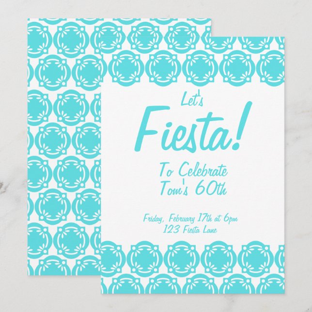 Let's Fiesta! Blue Customizable Invite (Front/Back)