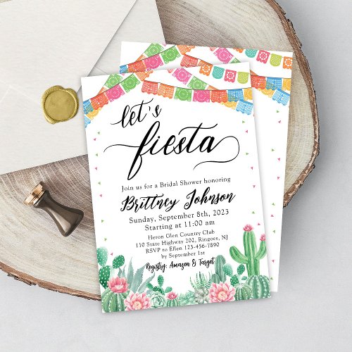 Lets Fiesta Bridal Shower Invitation Taco Mexican