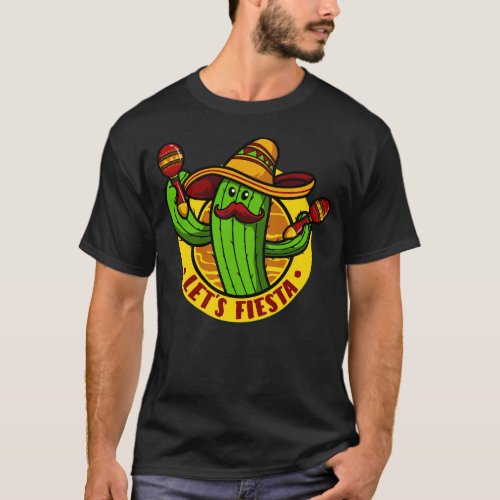 lets fiesta Cactus with Sombrero Cinco de mayo T_Shirt