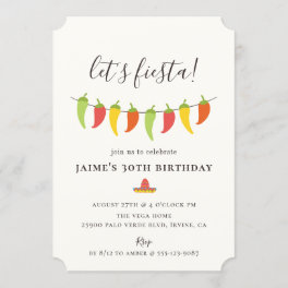Let's Fiesta Chili Pepper Birthday Party Invitation