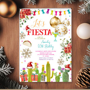 Let's Fiesta Christmas Mexican 50th Birthday Party Invitation