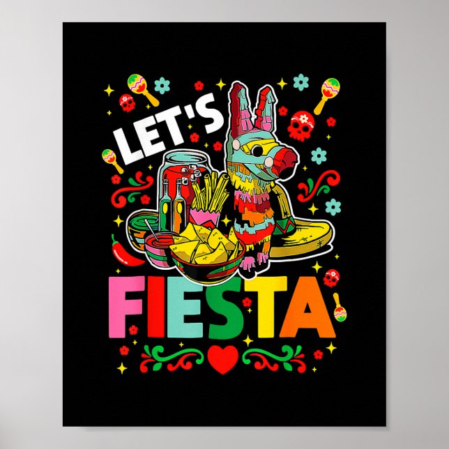 Let's Fiesta Cinco De Mayo Camisa Mexicana Hombre Poster (Front)