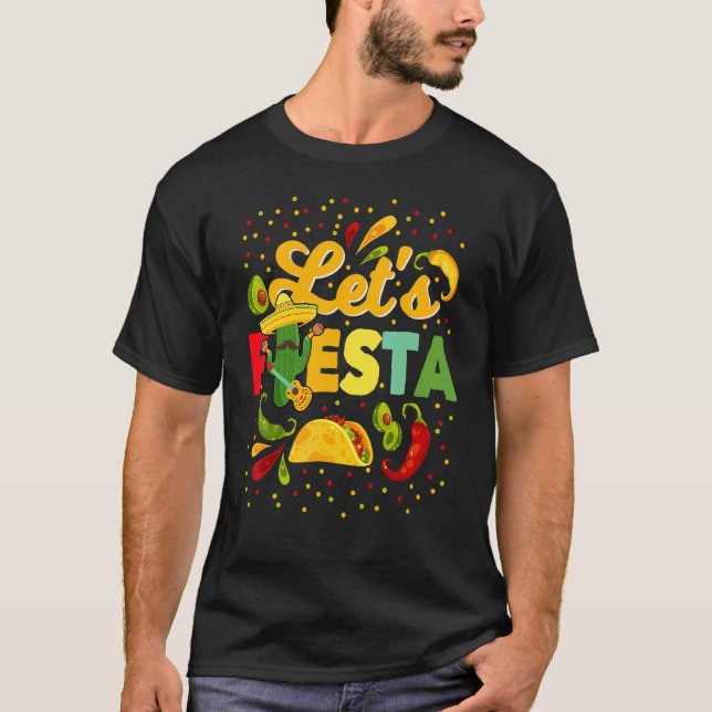 Let's Fiesta Cinco De Mayo Camisa Mexicana Hombre T-Shirt (Front)