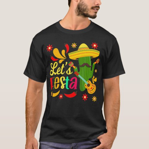 Lets Fiesta Cinco De Mayo Camisa Mexicana Hombre T_Shirt
