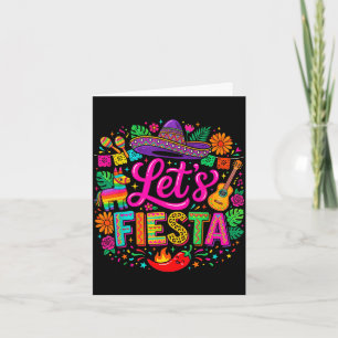 Lets fiesta cinco de mayo funny colorful mexican card