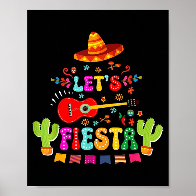 Lets fiesta cinco de mayo funny mexican party men poster (Front)