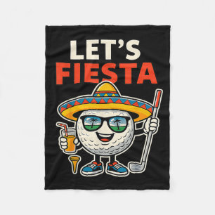 Lets Fiesta Cinco De Mayo Golf Ball Sombrero Golfe Fleece Blanket