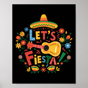 Let's Fiesta Cinco De Mayo Guitar Funny Mexican Pa Poster