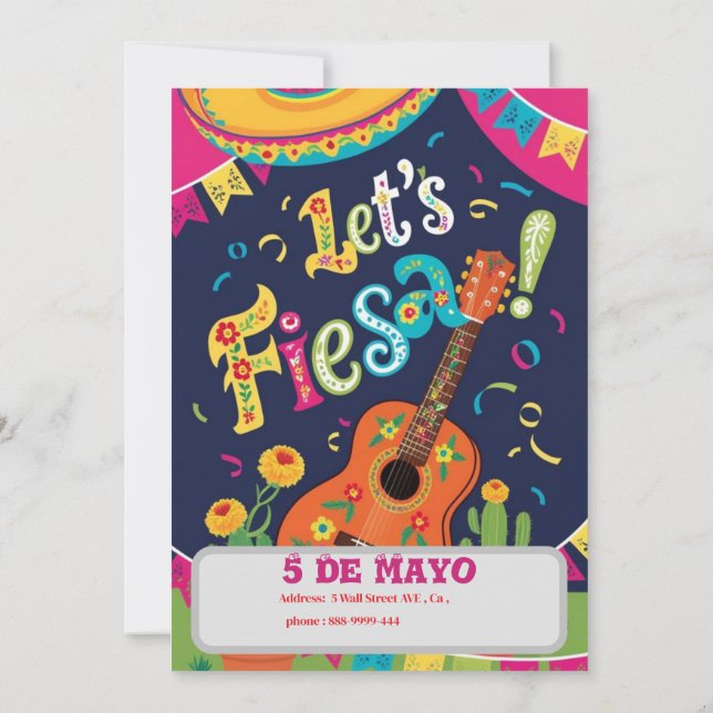 Let's fiesta cinco de mayo invitation (Back)