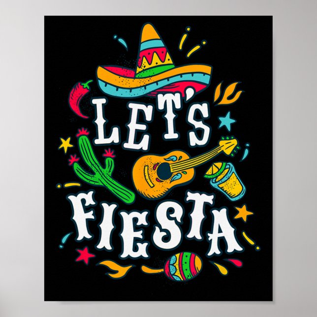 Let's Fiesta Cinco De Mayo Mexican Festival Party  Poster (Front)