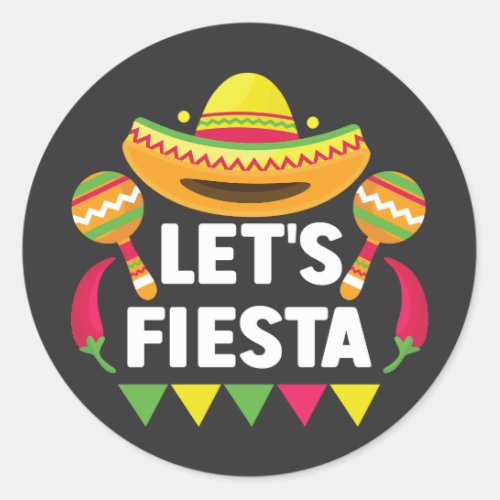 Lets Fiesta Cinco De Mayo Mexican inspired Classic Round Sticker