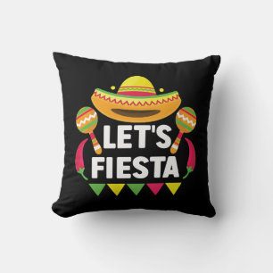 Let's Fiesta Cinco De Mayo, Mexican inspired Throw Pillow