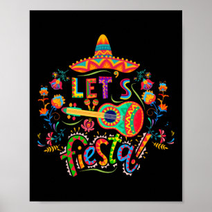 Let's Fiesta Cinco De Mayo Mexican Party Taco Guit Poster