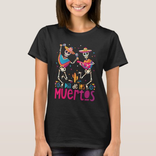Let's Fiesta Cinco De Mayo Mexican Skeleton Playin T-Shirt