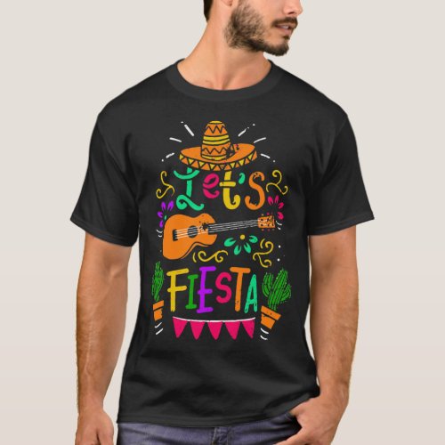 Lets Fiesta Cinco De Mayo Party Mexican Guitar Cac T_Shirt