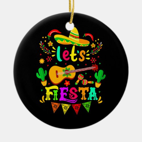 Lets Fiesta Cinco De Mayo Party Mexican Guitar Ceramic Ornament
