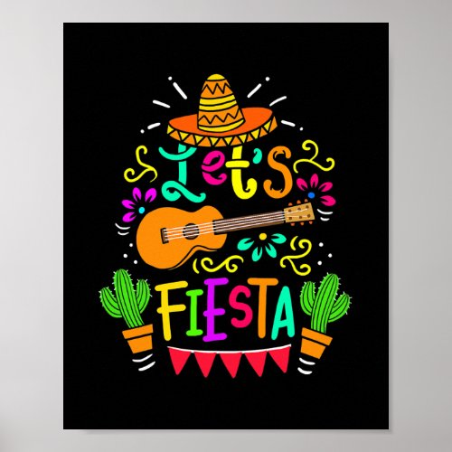 Lets Fiesta Cinco De Mayo Party Mexican Guitar Poster