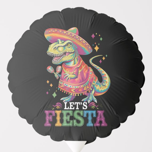 Let's Fiesta Cinco De Mayo T Rex Dinosaur Balloon (Front)