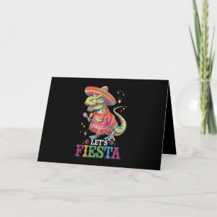 Let's Fiesta Cinco De Mayo T Rex Dinosaur Letterpress Thank You Card