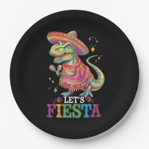 Let's Fiesta Cinco De Mayo T Rex Dinosaur Paper Plates