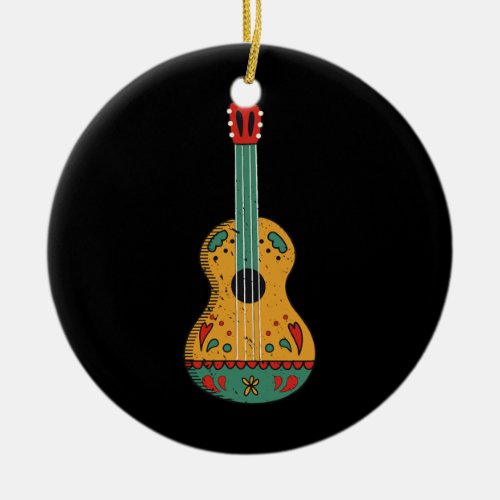 Lets Fiesta Cinco De Mayo with Guitar Cactus Ceramic Ornament