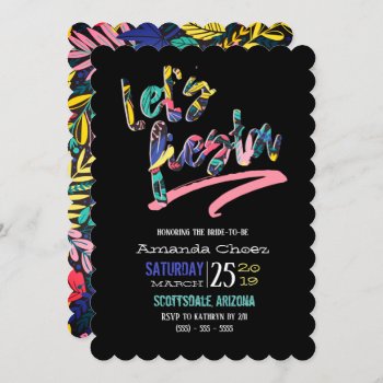 Let's Fiesta Colorful Bachelorette Party Invitation by theMRSingLink at Zazzle