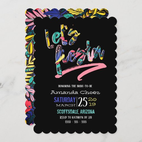 Lets Fiesta Colorful Bachelorette Party Invitation