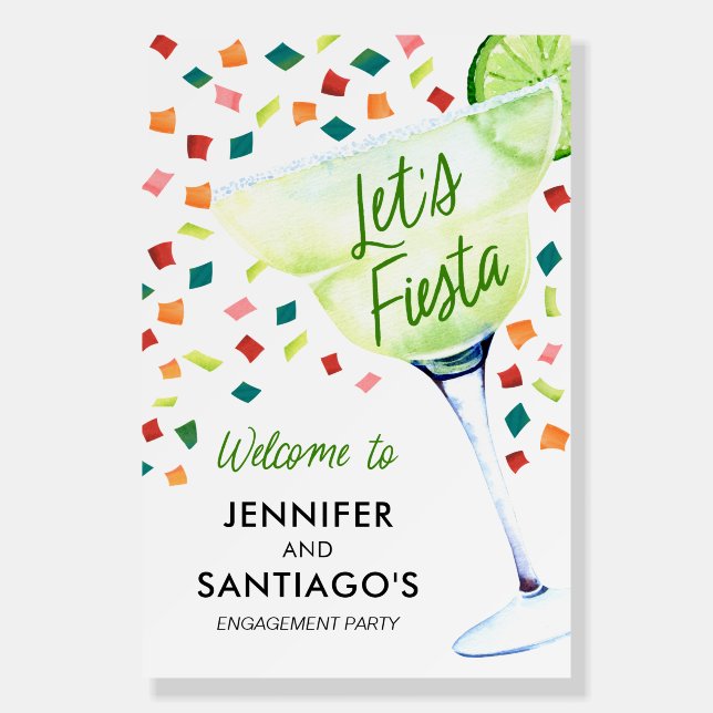 Lets Fiesta Couples Engagement Party Welcome Sign (Front)