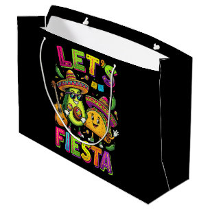 Let's Fiesta Cute Avocado Taco Cinco De Mayo Large Gift Bag
