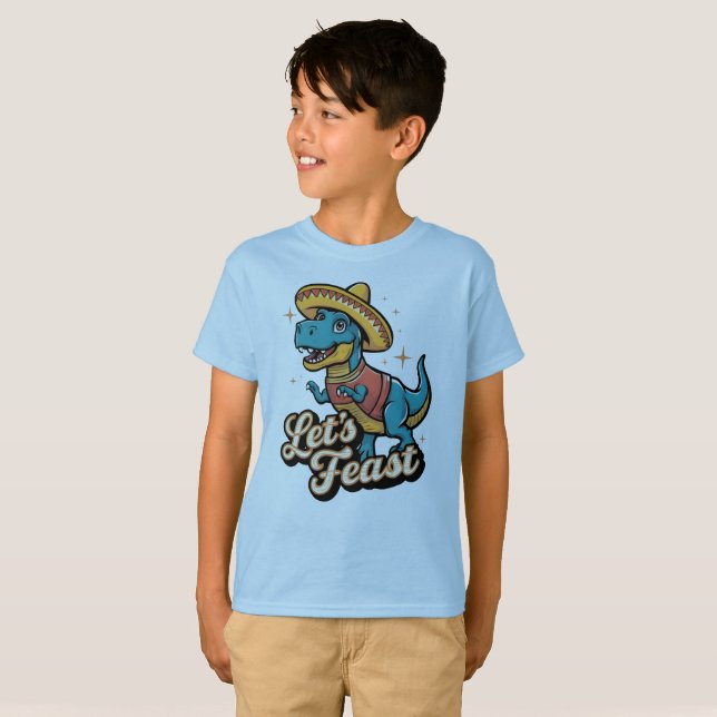 Let's Fiesta Dinosaur Cinco De Mayo Toddler Boys  T-Shirt (Front Full)