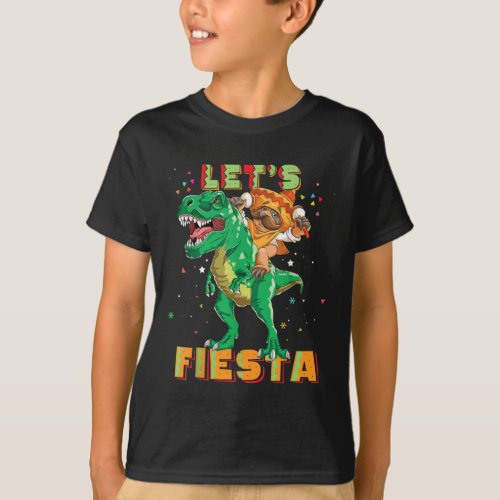 Lets Fiesta Dinosaur Mexican Dino Cinco De Mayo T_Shirt