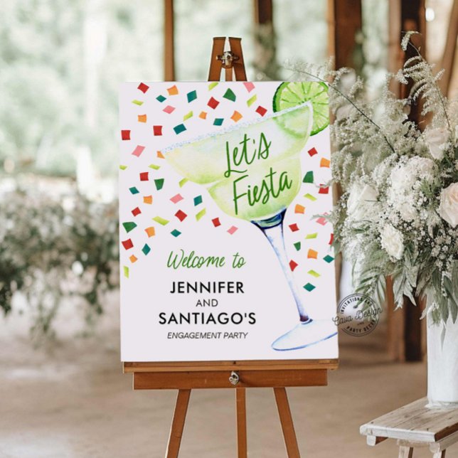 Lets Fiesta Engagement Party Welcome Sign (Mexican Fiesta Engagement Party Welcome Sign)