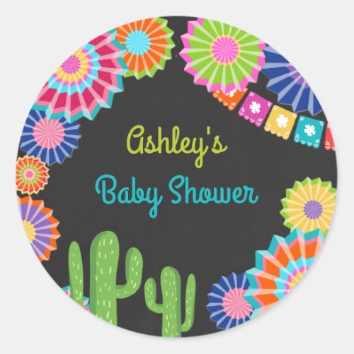 Lets fiesta favor tag Sticker Mexican Baby Shower