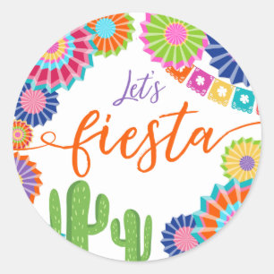 Let's fiesta favor tag Sticker Mexican Cactus
