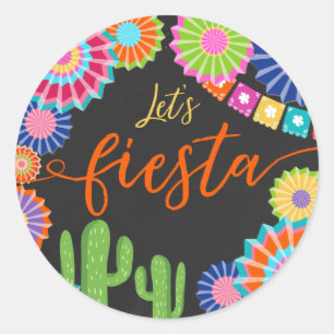 Let's fiesta favor tag Sticker Mexican Cactus