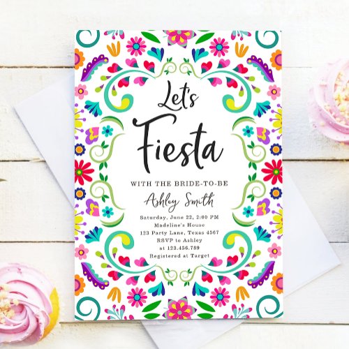 Lets Fiesta Floral Fiesta Mexican Bridal Shower Invitation