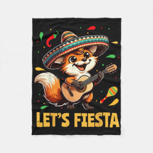 Lets Fiesta Fox Sombrero Cinco De Mayo Mexican Kid Fleece Blanket